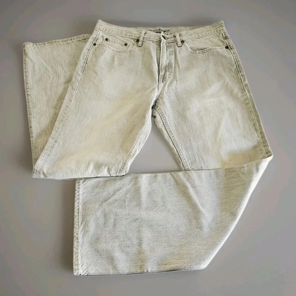 Banana Republic Straight Fit Men's Jeans Off White Size 33x32 Y2k